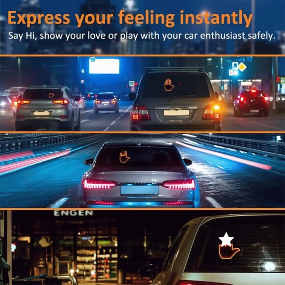 Car Truck 4 Hand & Finger Gestures Light Up Remote Control Windows NEW IN BOX - Picture 9 of 10